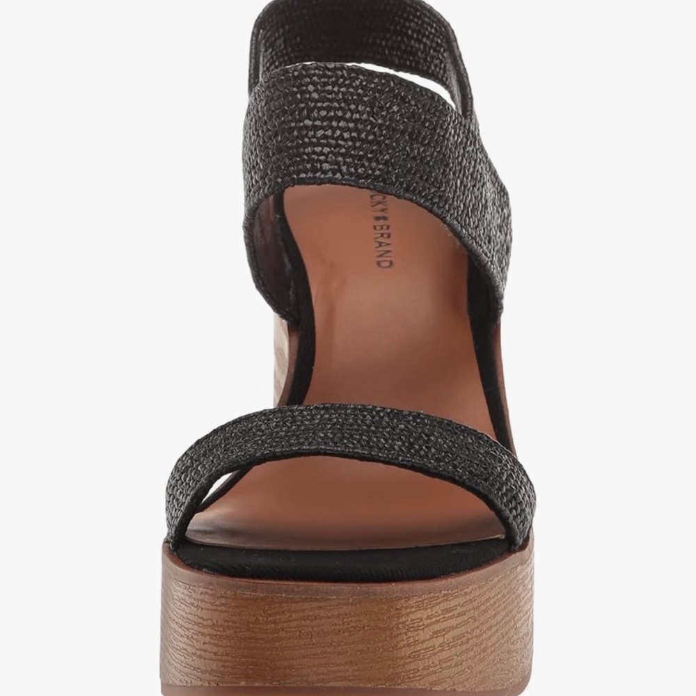 Lucky Brand Delukah Black Woven Slingback Platform Wedges - Picture 7 of 8